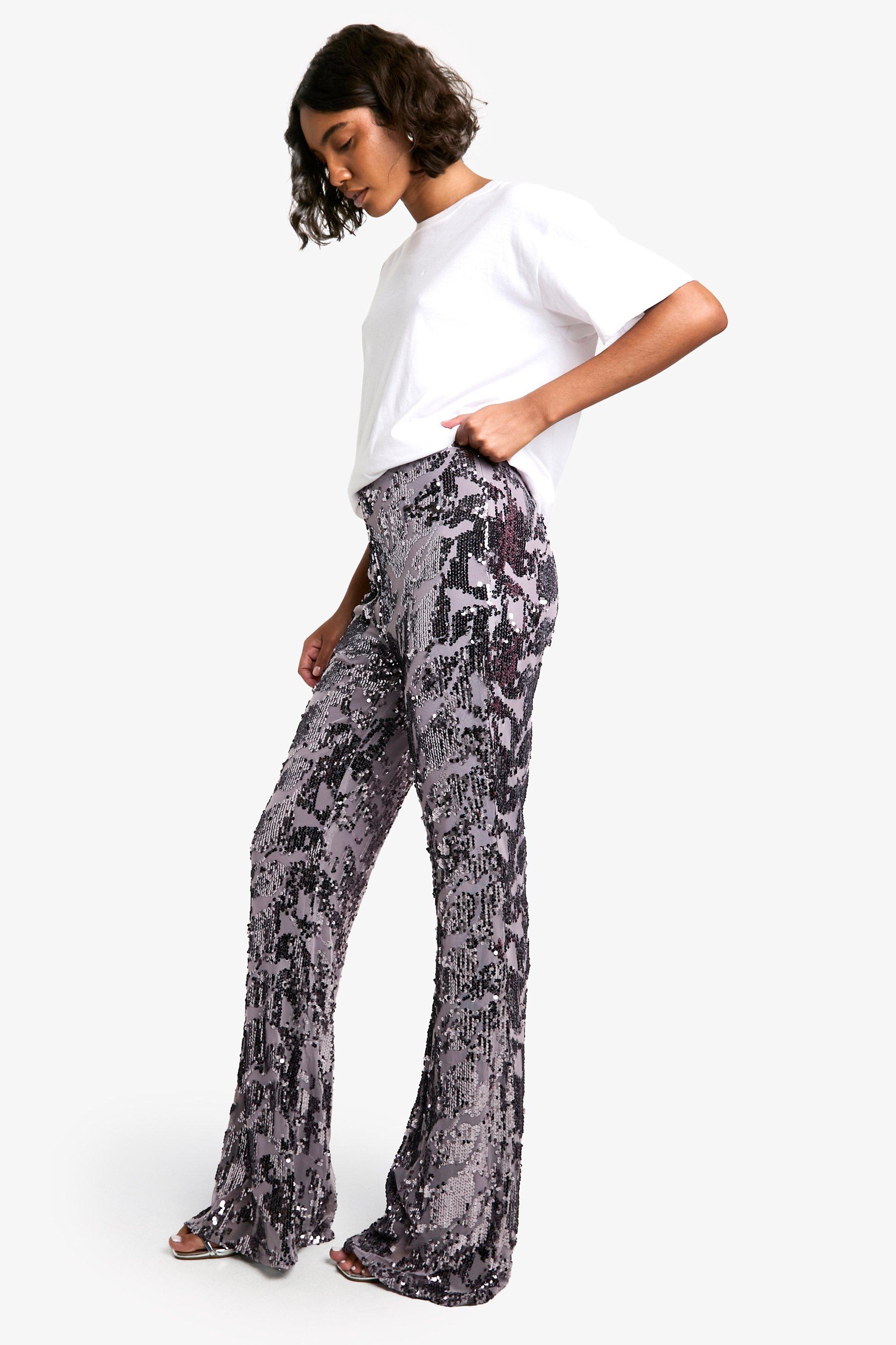 Tall Damask Sequin Flare boohoo IE